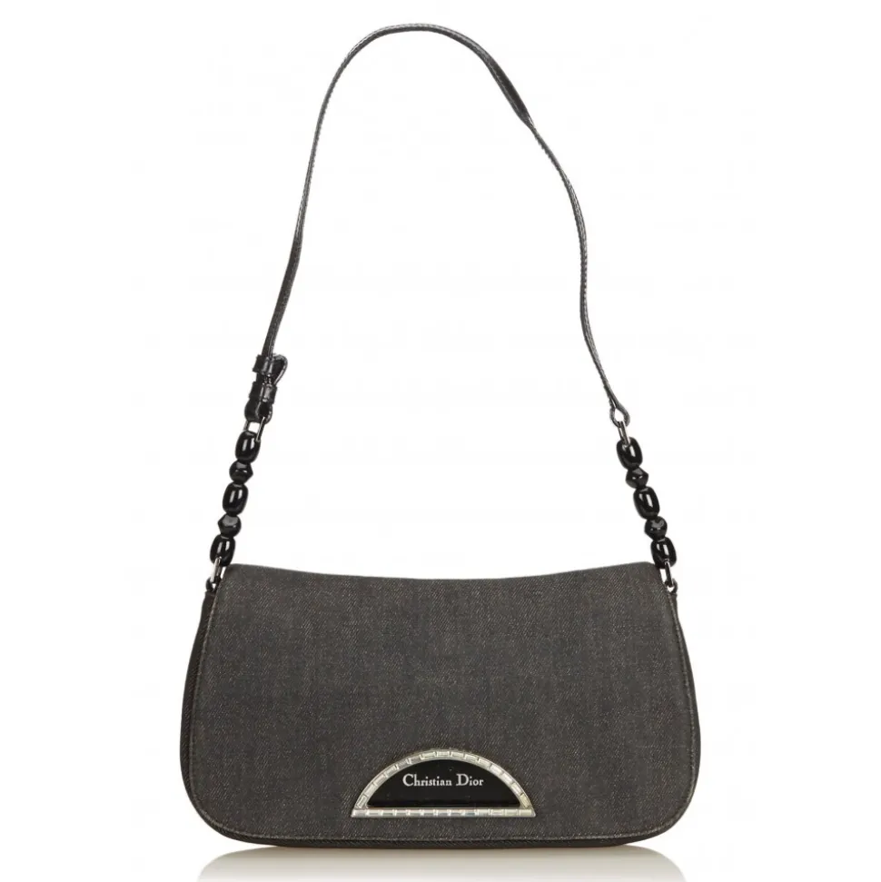 Dior Vintage - Denim Malice Baguette Bag - Grey - Leather and Canvas Handbag - Luxury High Quality - Avvenice
