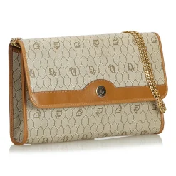 Dior Vintage - Honeycomb Coated Canvas Chain Crossbody Bag - Brown Beige - Leather Handbag - Luxury High Quality - Avvenice