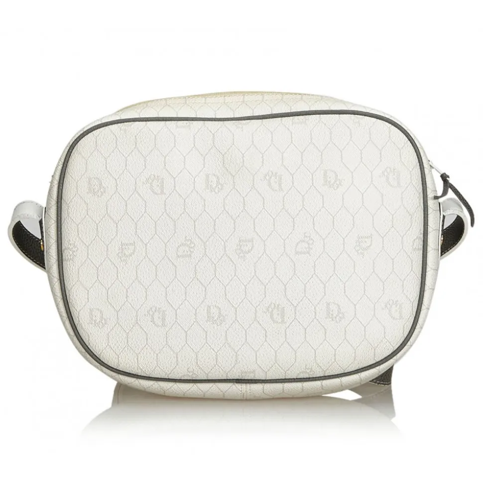 Dior Vintage - Honeycomb Coated Canvas Crossbody Bag - White Ivory Grey - Leather and Canvas Handbag - Luxury High Quality - Avvenice