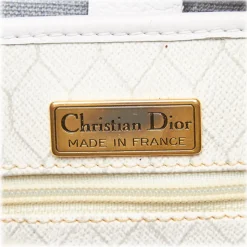 Dior Vintage - Honeycomb Coated Canvas Crossbody Bag - White Ivory Grey - Leather and Canvas Handbag - Luxury High Quality - Avvenice