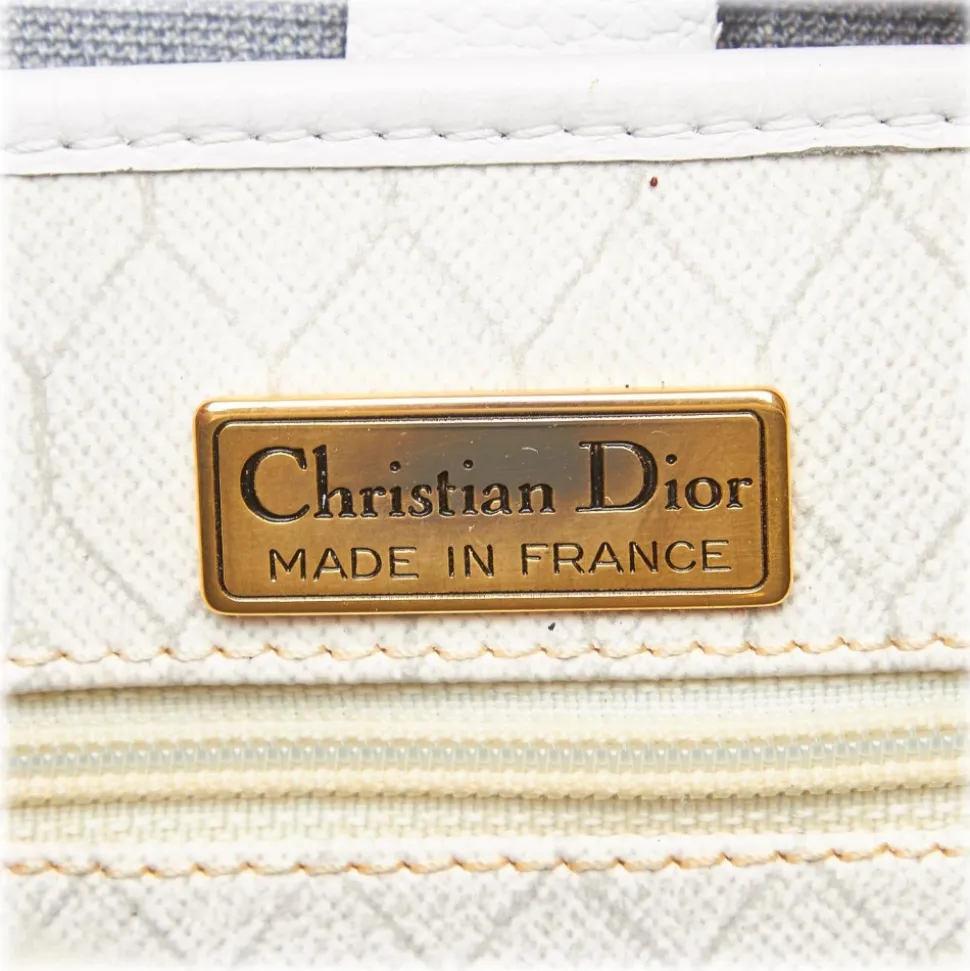 Dior Vintage - Honeycomb Coated Canvas Crossbody Bag - White Ivory Grey - Leather and Canvas Handbag - Luxury High Quality - Avvenice