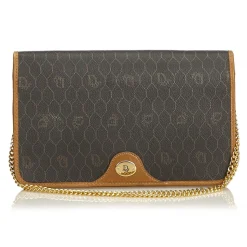 Dior Vintage - Honeycomb Coated Canvas Chain Shoulder Bag - Black - Leather Handbag - Luxury High Quality - Avvenice