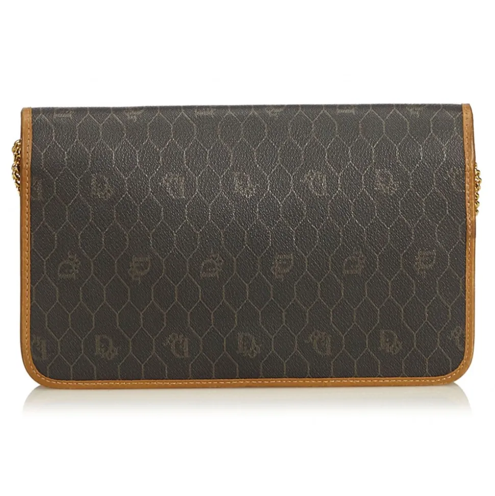 Dior Vintage - Honeycomb Coated Canvas Chain Shoulder Bag - Black - Leather Handbag - Luxury High Quality - Avvenice