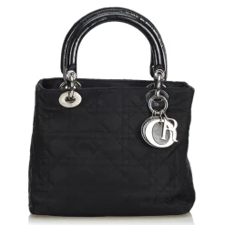 Dior Vintage - Lady Dior Nylon Cannage Handbag Bag - Black - Leather and Canvas Handbag - Luxury High Quality - Avvenice