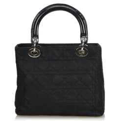 Dior Vintage - Lady Dior Nylon Cannage Handbag Bag - Black - Leather and Canvas Handbag - Luxury High Quality - Avvenice