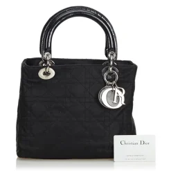 Dior Vintage - Lady Dior Nylon Cannage Handbag Bag - Black - Leather and Canvas Handbag - Luxury High Quality - Avvenice