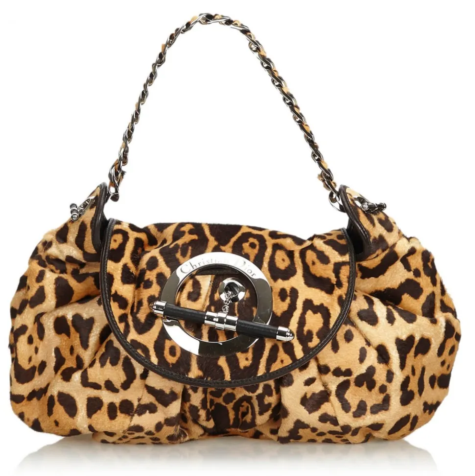 Dior Vintage - Leopard Print Pony Hair Shoulder Bag - Brown Beige - Leather Handbag - Luxury High Quality - Avvenice