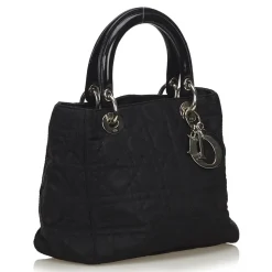 Dior Vintage - Nylon 2 Way Lady Dior Bag - Black - Leather and Canvas Handbag - Luxury High Quality - Avvenice
