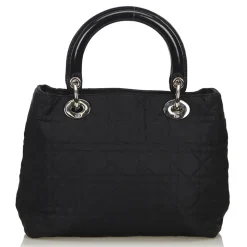 Dior Vintage - Nylon 2 Way Lady Dior Bag - Black - Leather and Canvas Handbag - Luxury High Quality - Avvenice