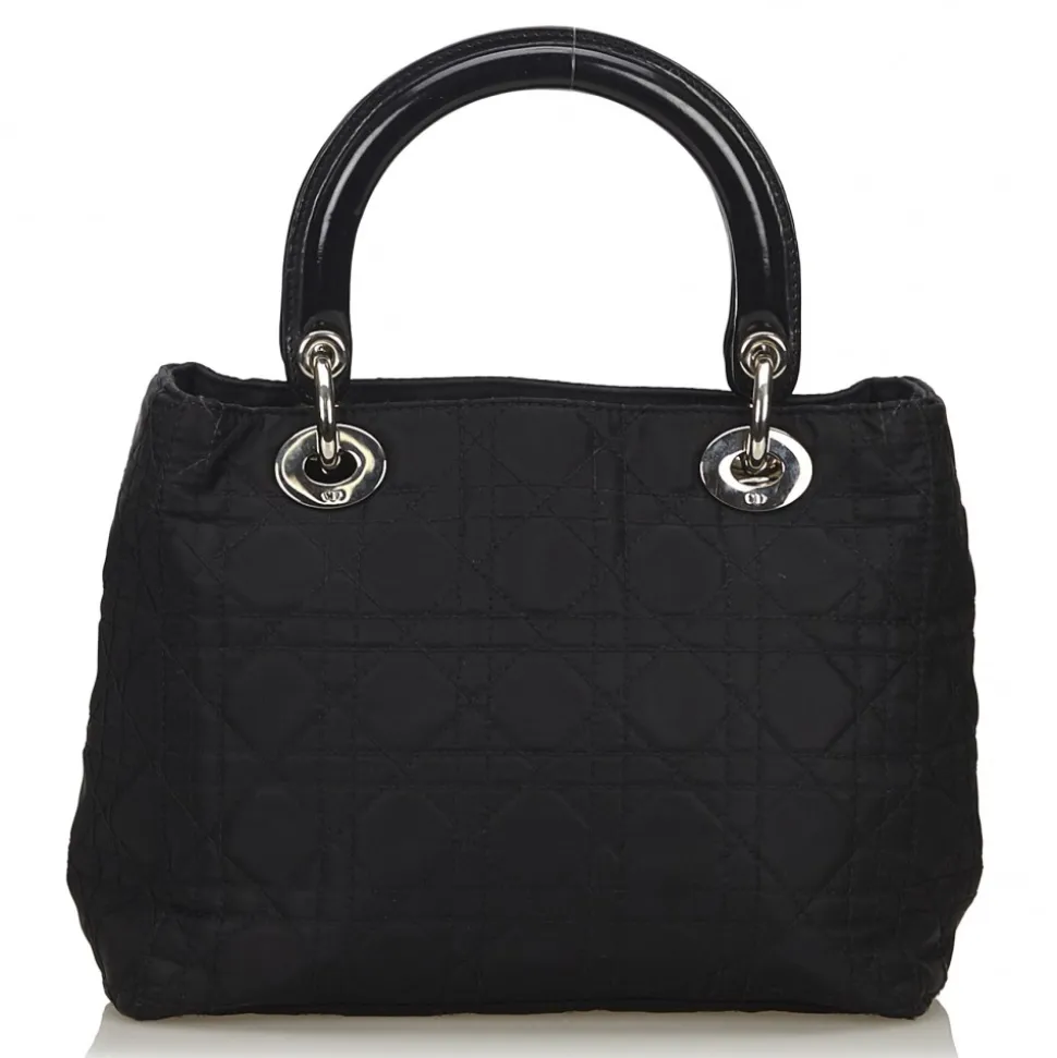 Dior Vintage - Nylon 2 Way Lady Dior Bag - Black - Leather and Canvas Handbag - Luxury High Quality - Avvenice