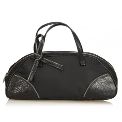 Dior Vintage - Nylon Handbag Bag - Black - Leather and Canvas Handbag - Luxury High Quality - Avvenice