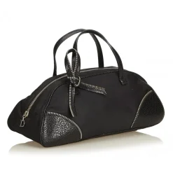 Dior Vintage - Nylon Handbag Bag - Black - Leather and Canvas Handbag - Luxury High Quality - Avvenice
