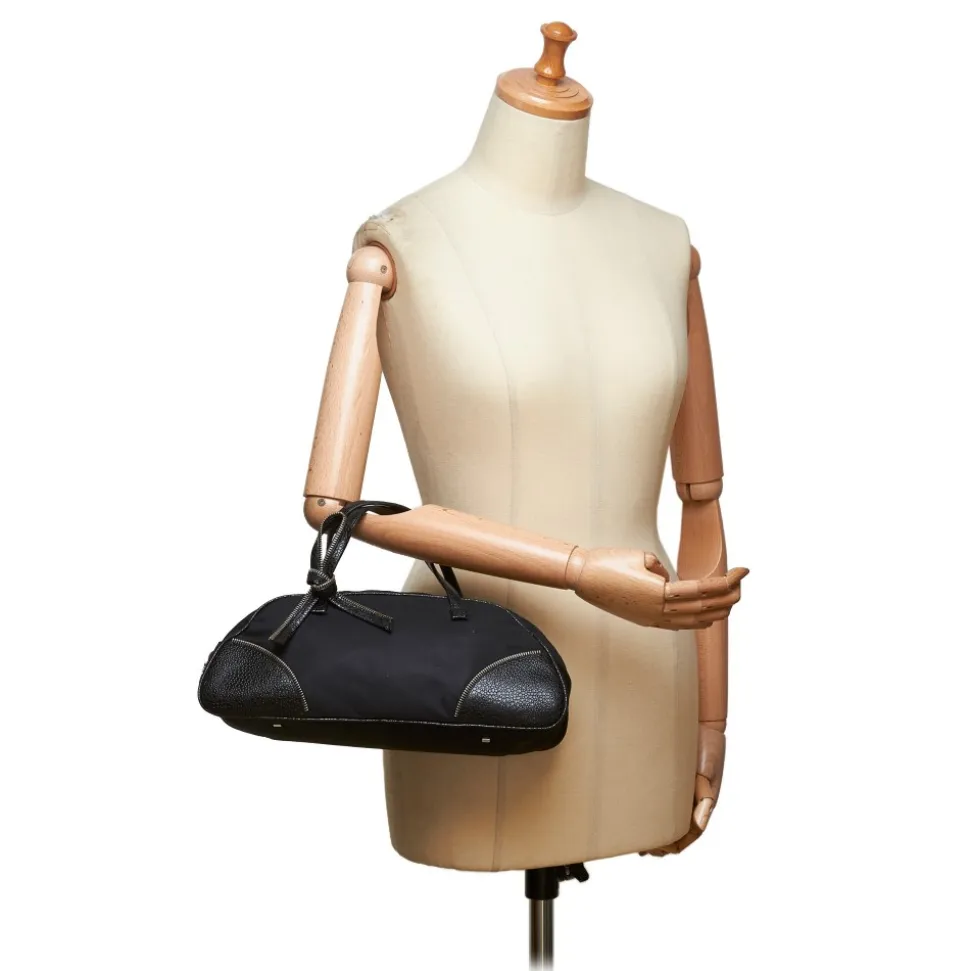 Dior Vintage - Nylon Handbag Bag - Black - Leather and Canvas Handbag - Luxury High Quality - Avvenice