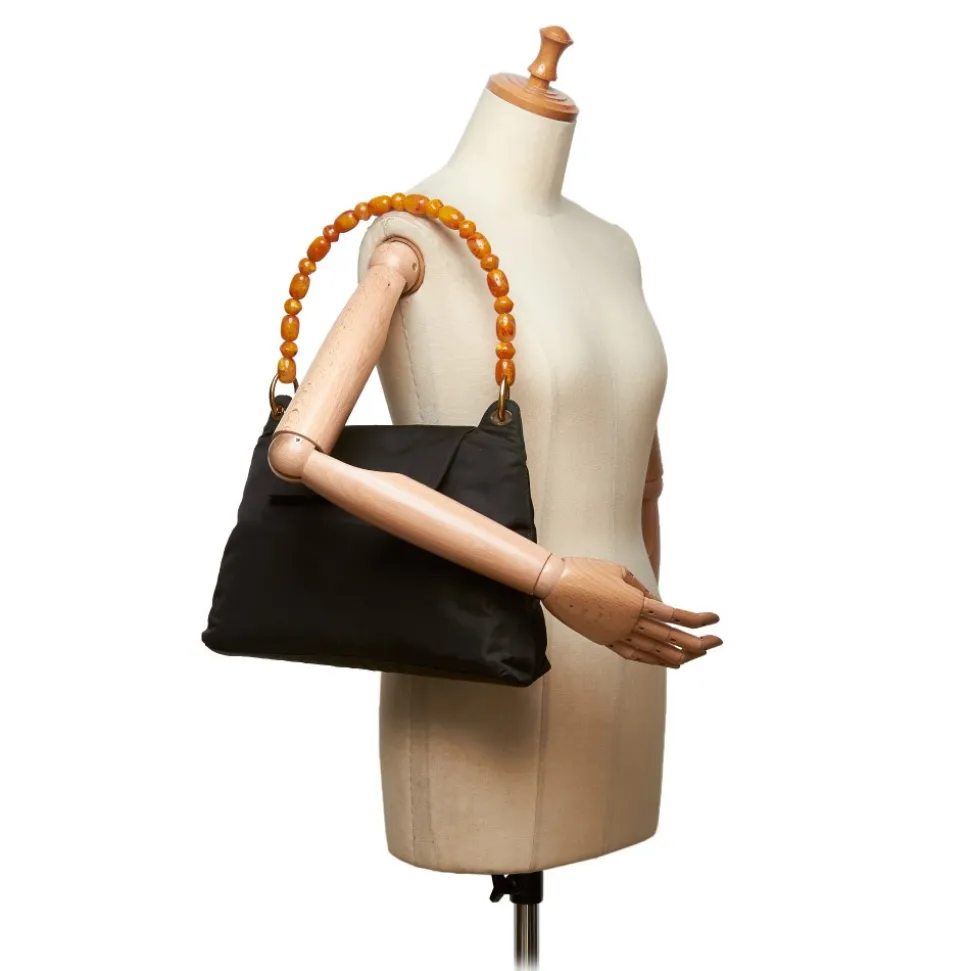 Dior Vintage - Nylon Malice Pearl Shoulder Bag - Black - Leather and Canvas Handbag - Luxury High Quality - Avvenice