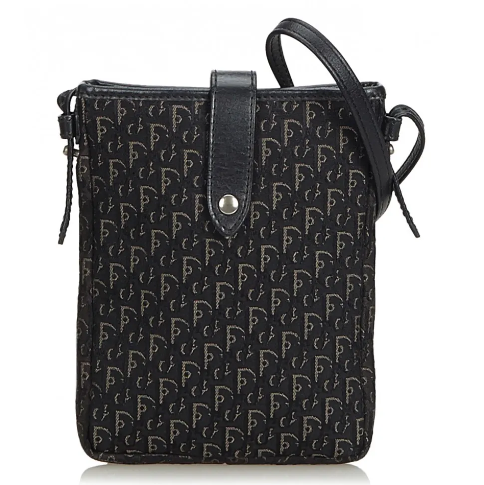Dior Vintage - Oblique Canvas Handbag Bag - Black - Leather and Canvas Handbag - Luxury High Quality - Avvenice