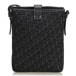 Dior Vintage - Oblique Canvas Handbag Bag - Black - Leather and Canvas Handbag - Luxury High Quality - Avvenice
