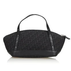 Dior Vintage - Oblique Canvas Handbag Bag - Black - Leather and Canvas Handbag - Luxury High Quality - Avvenice