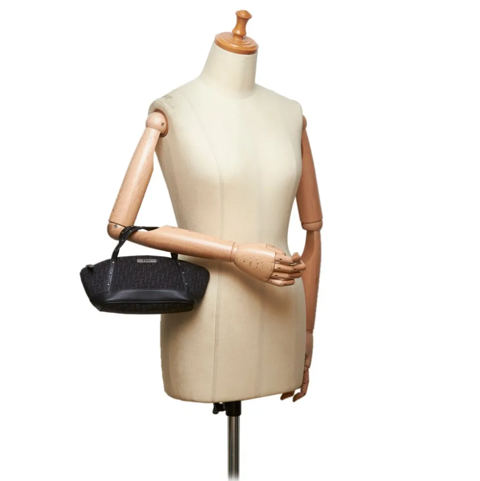 Dior Vintage - Oblique Canvas Handbag Bag - Black - Leather and Canvas Handbag - Luxury High Quality - Avvenice