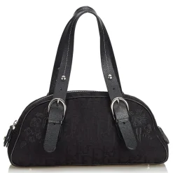 Dior Vintage - Oblique Floral Jacquard Handbag Bag - Black - Leather and Canvas Handbag - Luxury High Quality - Avvenice