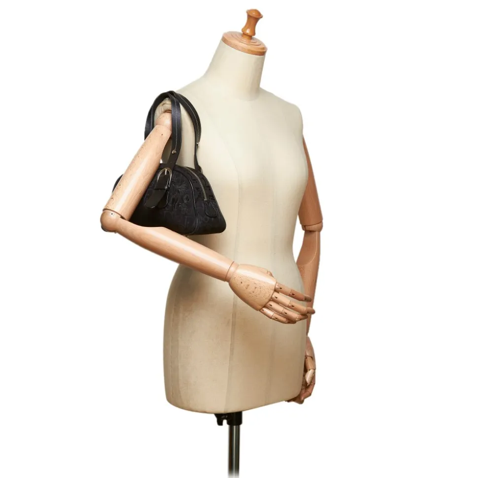 Dior Vintage - Oblique Floral Jacquard Handbag Bag - Black - Leather and Canvas Handbag - Luxury High Quality - Avvenice