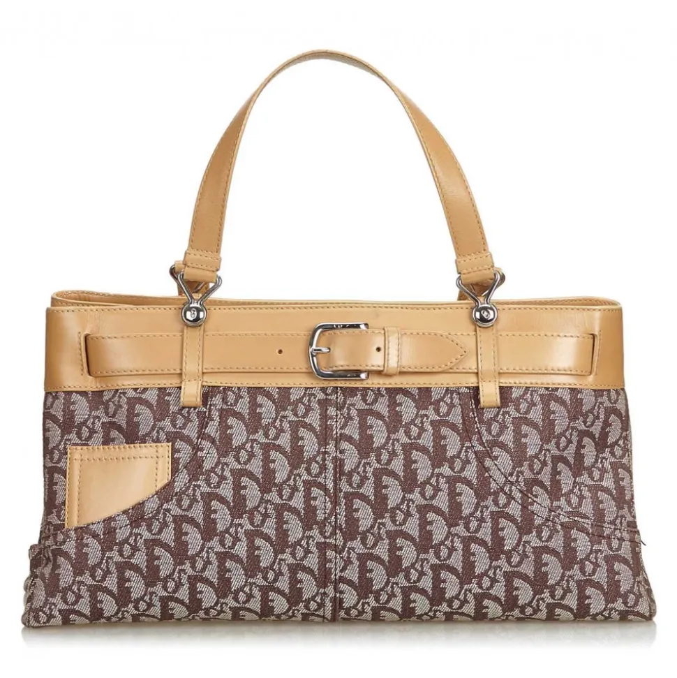 Dior Vintage - Oblique Jacquard Handbag Bag - Brown - Leather Handbag - Luxury High Quality - Avvenice