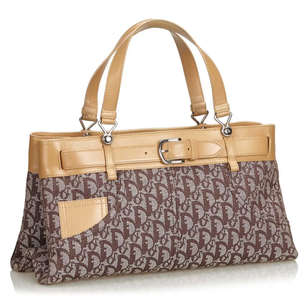Dior Vintage - Oblique Jacquard Handbag Bag - Brown - Leather Handbag - Luxury High Quality - Avvenice