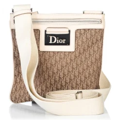 Dior Vintage - Oblique Jacquard Crossbody Bag - Brown Beige - Leather and Canvas Handbag - Luxury High Quality - Avvenice