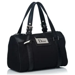 Dior Vintage - Oblique Jacquard Boston Bag - Black - Leather and Canvas Handbag - Luxury High Quality - Avvenice