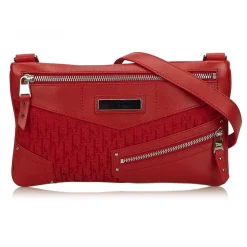 Dior Vintage - Oblique Jacquard Shoulder Bag - Red - Leather and Canvas Handbag - Luxury High Quality - Avvenice