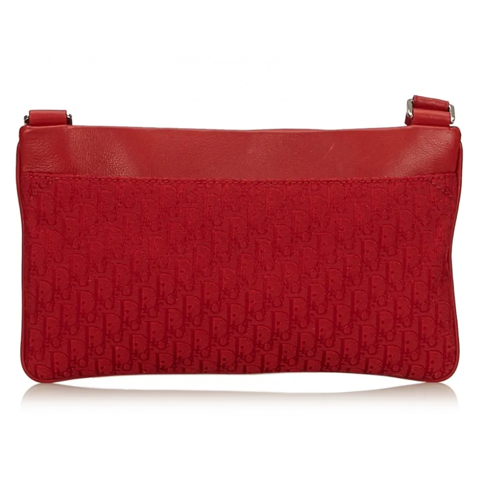 Dior Vintage - Oblique Jacquard Shoulder Bag - Red - Leather and Canvas Handbag - Luxury High Quality - Avvenice
