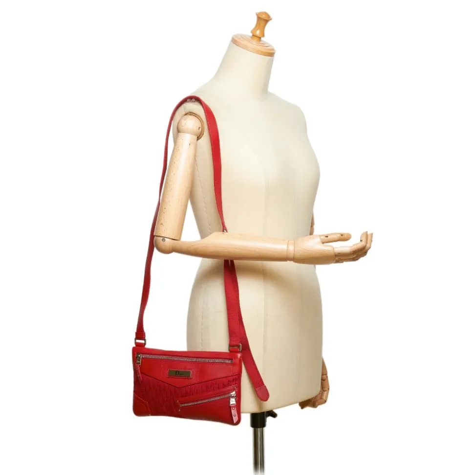 Dior Vintage - Oblique Jacquard Shoulder Bag - Red - Leather and Canvas Handbag - Luxury High Quality - Avvenice