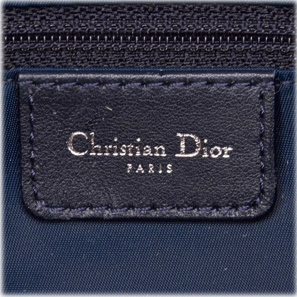 Dior Vintage - Oblique Jacquard Tote Bag - Blue Navy - Leather and Canvas Handbag - Luxury High Quality - Avvenice