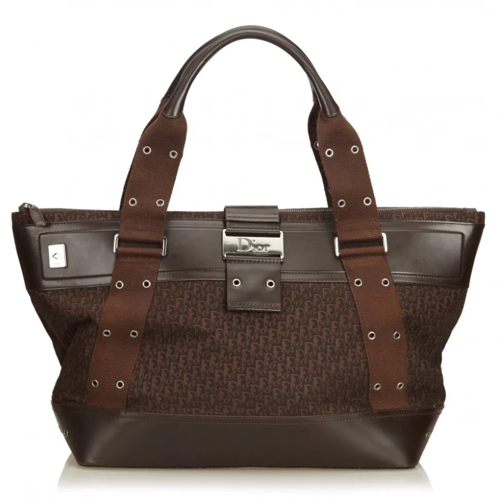 Dior Vintage - Oblique Shoulder Bag - Brown - Leather and Canvas Handbag - Luxury High Quality - Avvenice