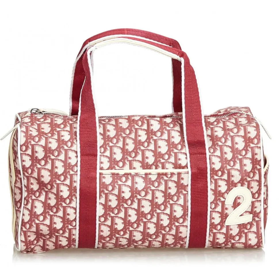Dior Vintage - Oblique Trotter Boston Bag - Red White - Leather Handbag - Luxury High Quality - Avvenice