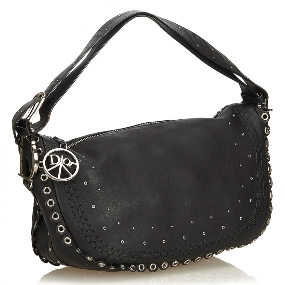 Dior Vintage - Peace and Love Hobo Bag - Black - Leather Handbag - Luxury High Quality - Avvenice