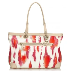 Dior Vintage - Printed Canvas Shoulder Bag - Pink White Ivory - Leather and Canvas Handbag - Luxury High Quality - Avvenice