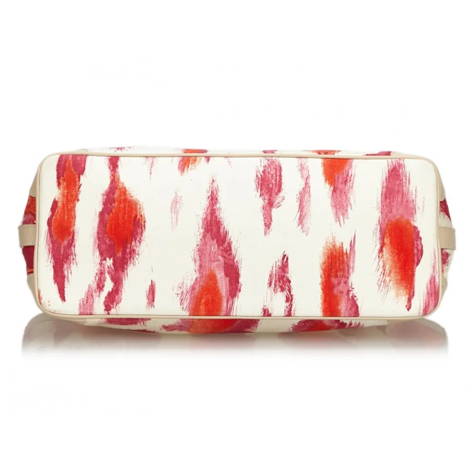 Dior Vintage - Printed Canvas Shoulder Bag - Pink White Ivory - Leather and Canvas Handbag - Luxury High Quality - Avvenice