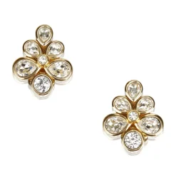 Dior Vintage - Rhinestone Flower Earrings - Gold - Dior Metal Earrings - Luxury High Quality - Avvenice
