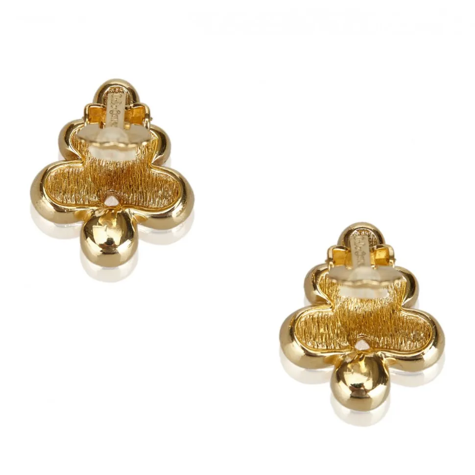 Dior Vintage - Rhinestone Flower Earrings - Gold - Dior Metal Earrings - Luxury High Quality - Avvenice
