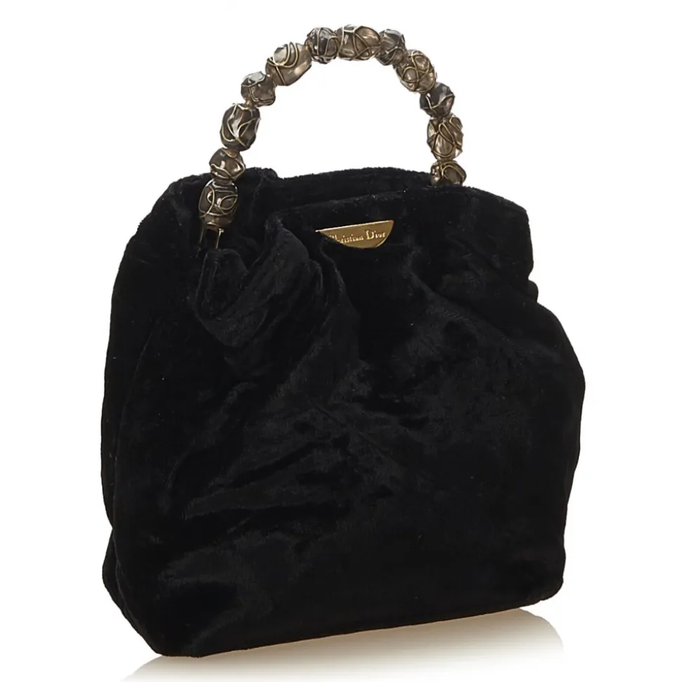 Dior Vintage - Velour Malice Handbag Bag - Black - Velour and Leather Handbag - Luxury High Quality - Avvenice