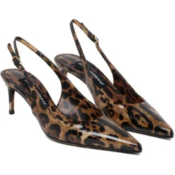 Dolce & Gabbana - Animalier Brown Calf Leather Slingback Pumps - Dolce & Gabbana Exclusive Luxury Collection - Avvenice