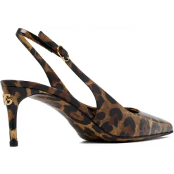 Dolce & Gabbana - Animalier Brown Calf Leather Slingback Pumps - Dolce & Gabbana Exclusive Luxury Collection - Avvenice