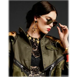 Dolce & Gabbana - Aviator Sunglasses with DG Logo - Gold - Dolce & Gabbana Eyewear - Avvenice