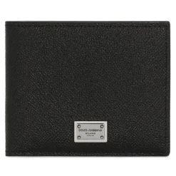 Dolce & Gabbana - Black Calf Leather Bi-Fold Wallet - Dolce & Gabbana Exclusive Luxury Collection - Avvenice