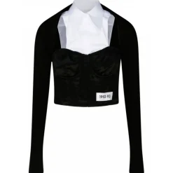 Dolce & Gabbana - Black and White Cotton Bustier Shirt - Dolce & Gabbana Exclusive Luxury Collection - Avvenice