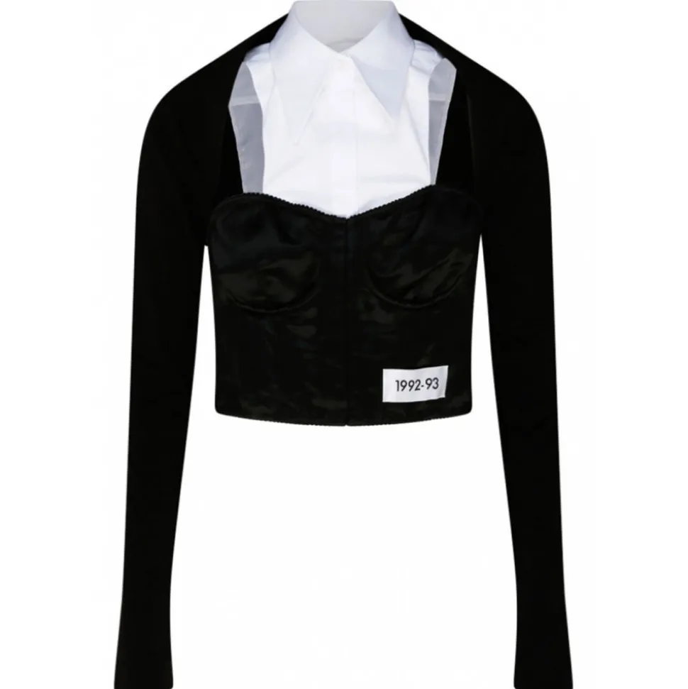 Dolce & Gabbana - Black and White Cotton Bustier Shirt - Dolce & Gabbana Exclusive Luxury Collection - Avvenice