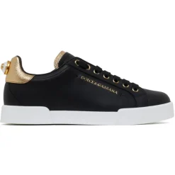 Dolce & Gabbana - Black and Gold Portofino Sneakers - Dolce & Gabbana Exclusive Luxury Collection - Avvenice