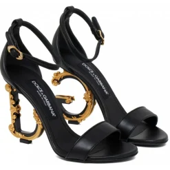 Dolce & Gabbana - Black Leather Sandals - Dolce & Gabbana Exclusive Luxury Collection - Avvenice