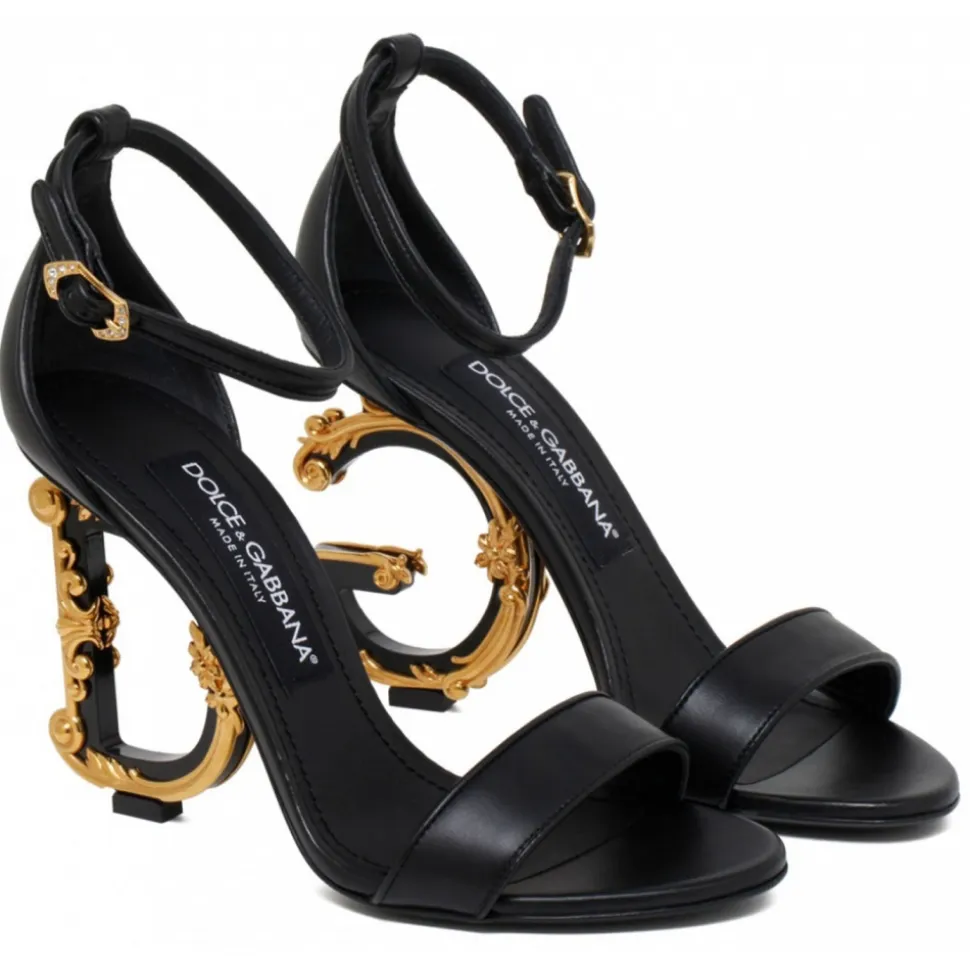 Dolce & Gabbana - Black Leather Sandals - Dolce & Gabbana Exclusive Luxury Collection - Avvenice
