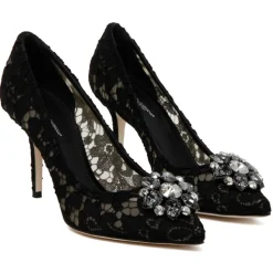 Dolce & Gabbana - Black Bow Embellished Lace Pumps - Dolce & Gabbana Exclusive Luxury Collection - Avvenice
